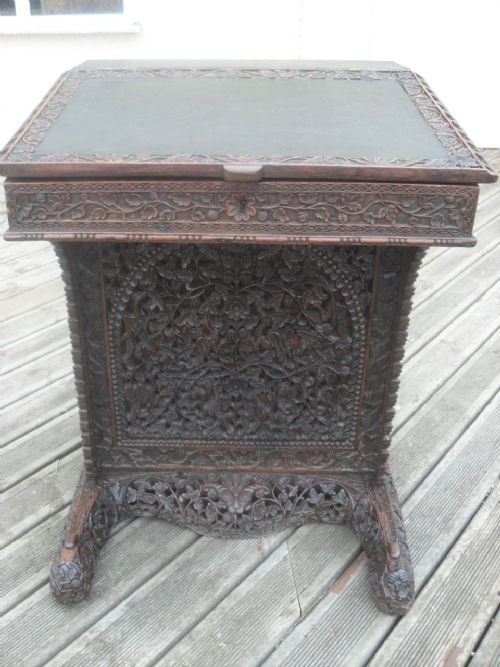 Victorian Carved Oak Anglo-indian Davenport Desk