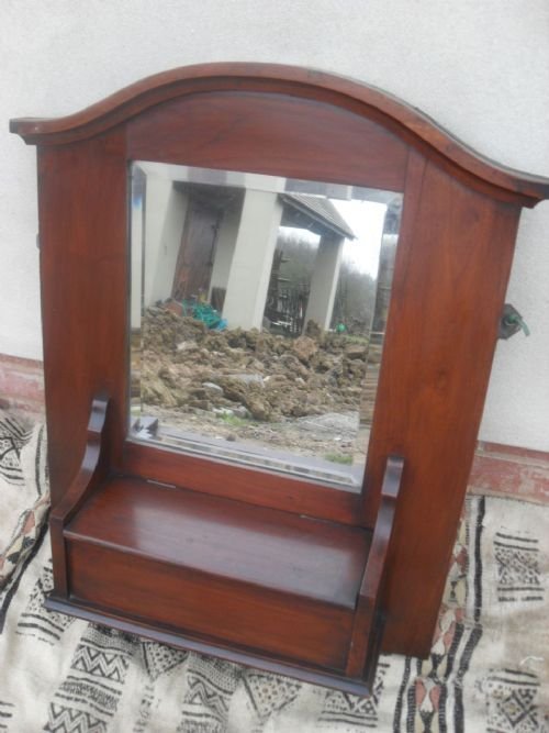 Victorian Mahogany Bevell Edged Hall Hanging Mirror