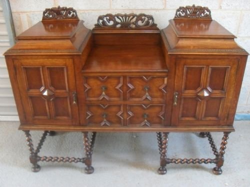 Solid Oak Geometric Panelled Sideboard