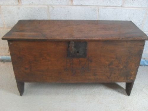 Late 17th Century Boarded Plank Elm Coffer Chest