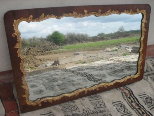 Regency Walnut Veneered & Gilt Scroll Frame Wall Mirror
