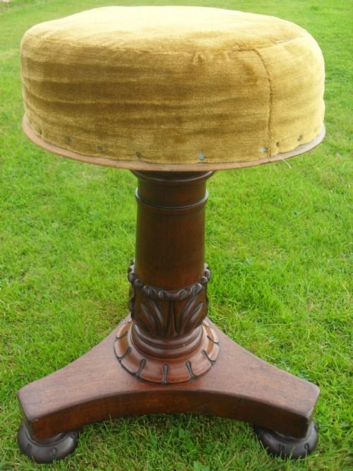 William IV Mahogany & Upholstered Piano Stool