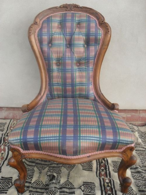 Victorian Walnut Showood Nursing Fireside Chair