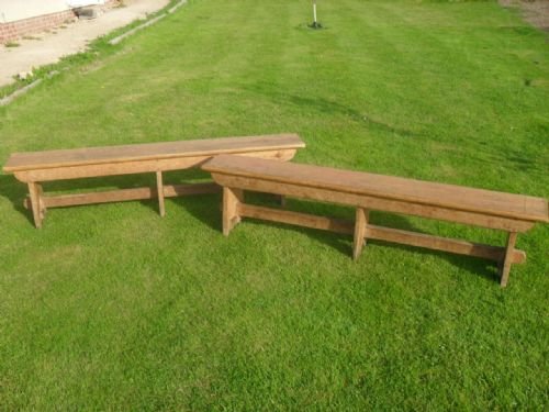 Pair of Sturdy Pitch Pine Bench Forms