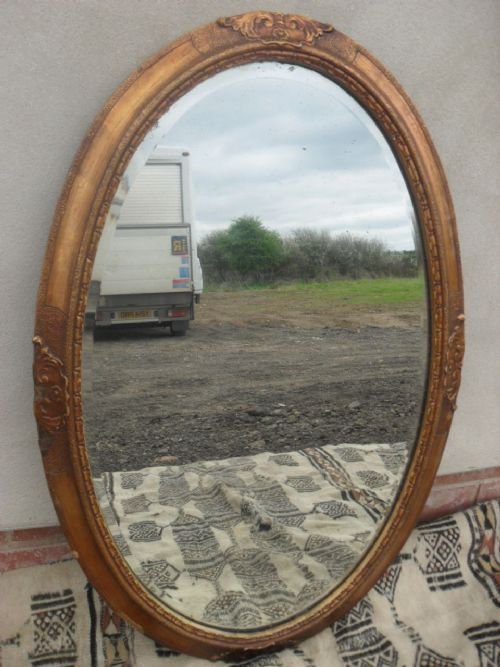 Victorian Gilt and Moulded Oval Bevel Edged Wall Mirror