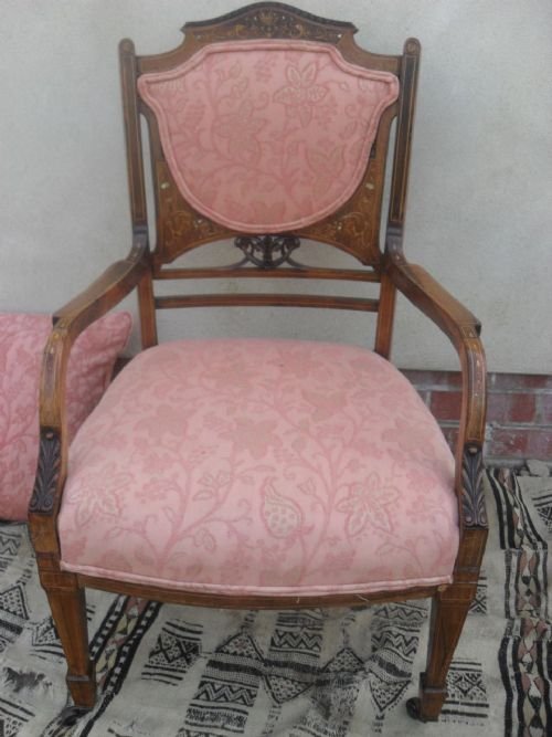 Victorian Rosewood and Pretty Inlaid Armchair