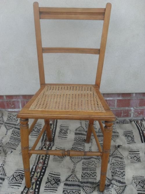 Edwardian Beech and Bergere Caned Occasional Chair