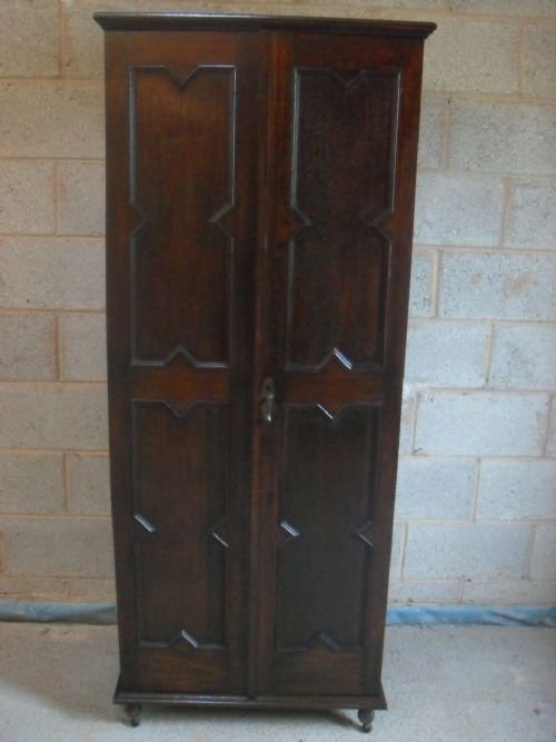 Slim Oak with Geometric Moulded Wardrobe/hall Cupboard
