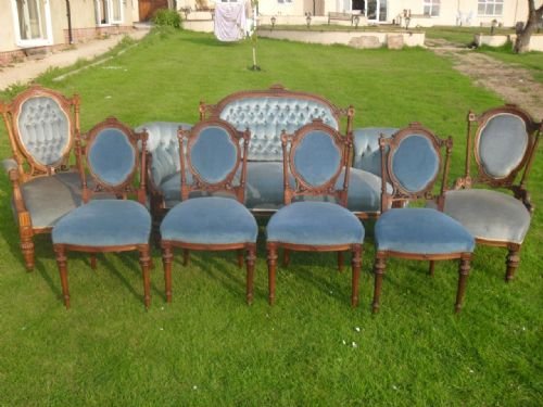 7 Piece Victorian Walnut Showood Parlour Suite
