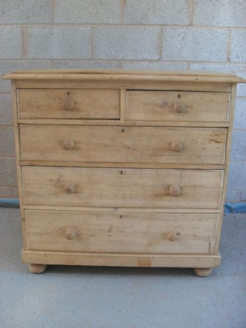 Victorian Pine Chest of Drawers 2 Over 3