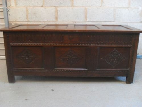 Late 17th Century Oak Panelled and Carved Coffer