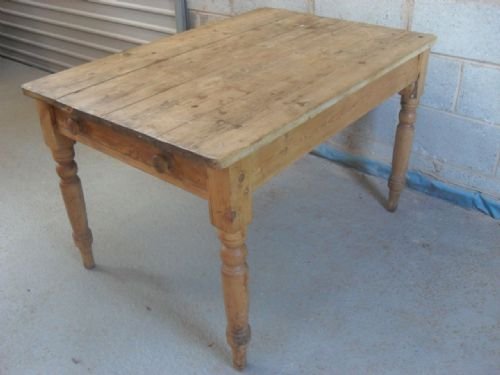 Victorian Pine Plank Top Kitchen Dining Table