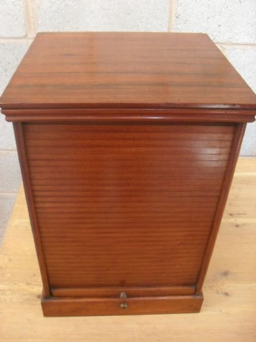 Victorian Mahogany Tambour Fronted Cabinet with Shelves