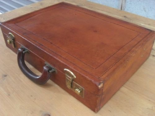 Leather Document Briefcase with Internal Compartments