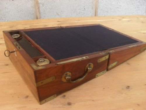 Victorian Mahogany and Brass Bound Writing Slope