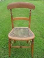 Victorian Light Mahogany Bar Backed Bergere Seated Side Chair with Turned Supports and Stretcher