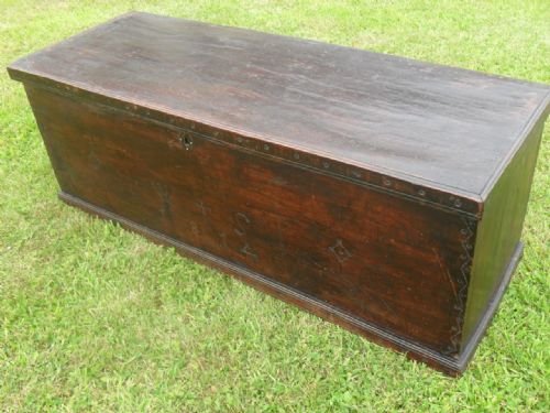 Georgian Elm Blanket Chest/coffer with Ornate Light Carving W+s 1814