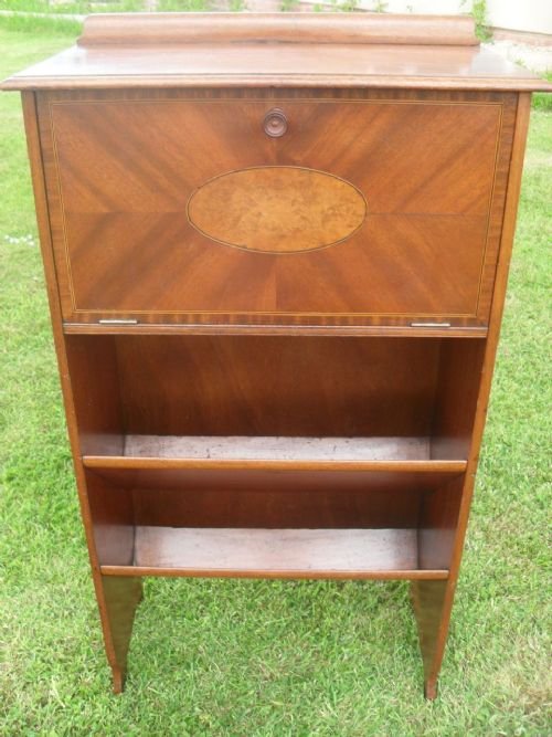 Edwardian Mahogany Inlaid Magazine Rack Side Cabinet