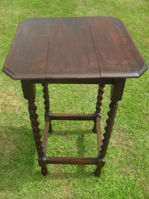 Square Canted Corner Topped Barley Twist Occasional / Lamp Table