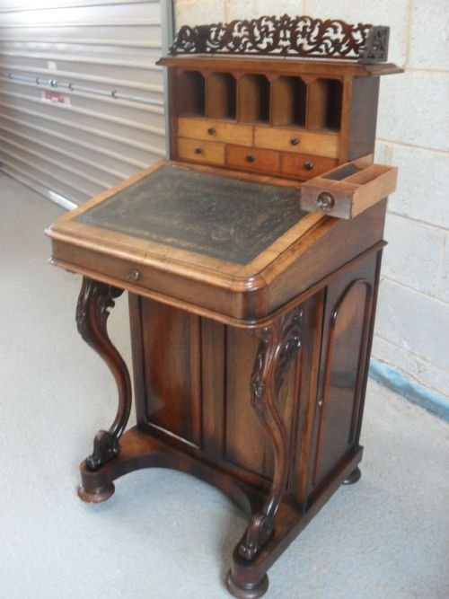 Victorian Rosewood Pop Up Davenport Desk