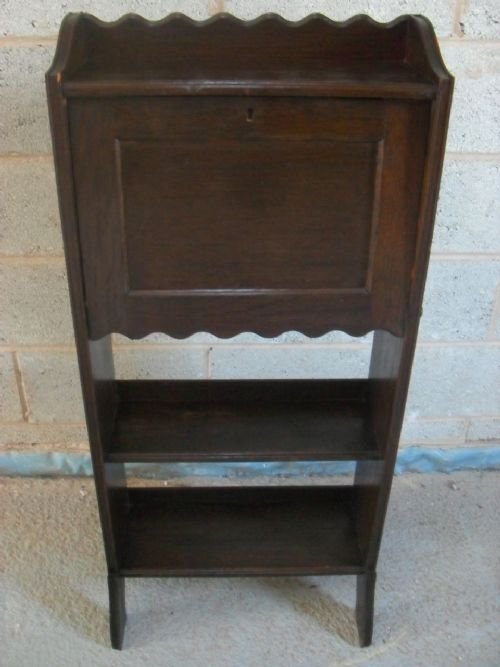 Slim Oak Fall Front Stationary Writing Desk / Bookcase