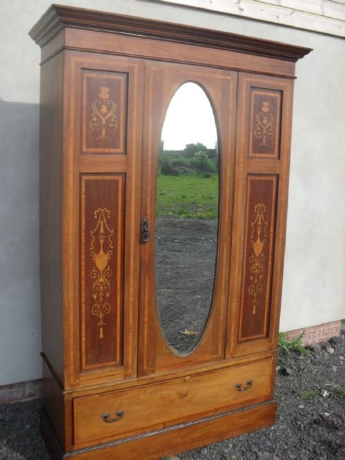 Victorian Mahogany and Box Wood Inlaid Wardrobe