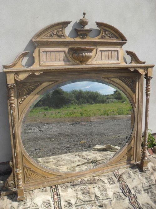 Regency Gilt Gesso Oval Bevel Over-mantel Mirror