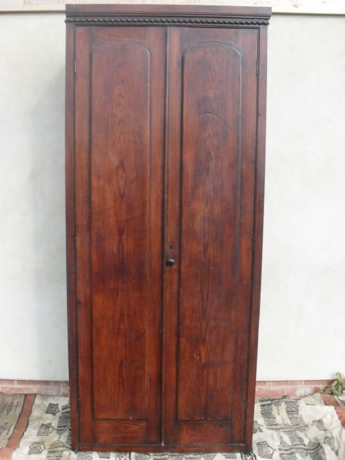 Tall Stained Pine 2 Door Cupboard