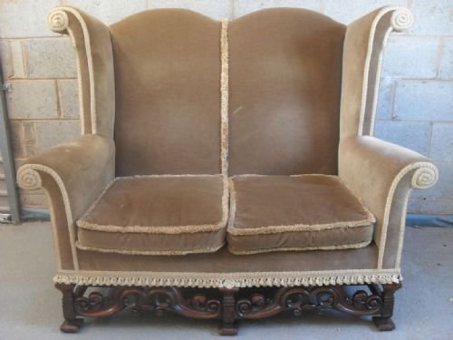 17th Century Dutch Style High Back Scroll Arm 2 Seater Sofa