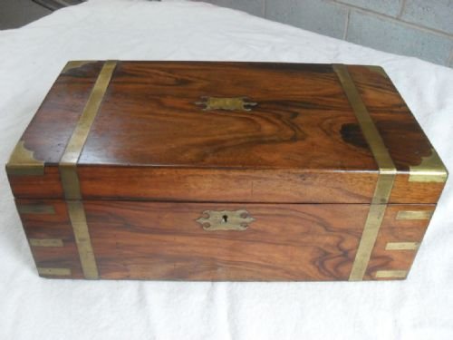 Early Victorian Brass Bound Walnut Writing Slope