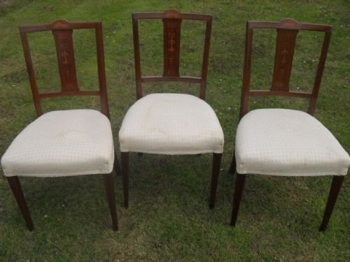 3 Edwardian Mahogany and Inlaid Parlour Dining Chairs