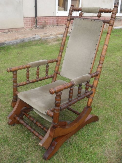 Victorian Turned Beechwood American Rocking Chair