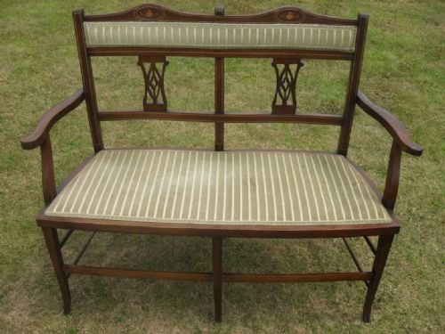 Edwardian Inlaid Mahogany Parlour Settee