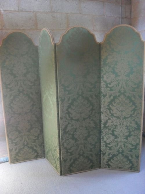 Victorian Arch Top and Upholstered Four Fold Screen