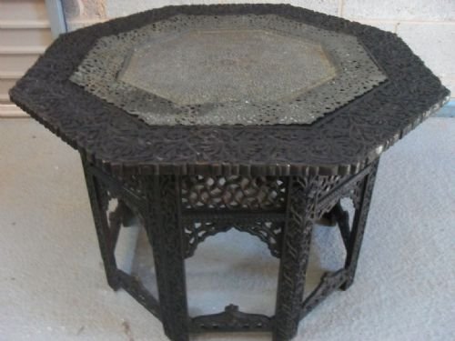 19th Century Carved Fretwork Indian Octagonal Table