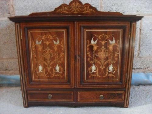 Edwardian Rosewood and Pretty Inlaid Wall Cabinet