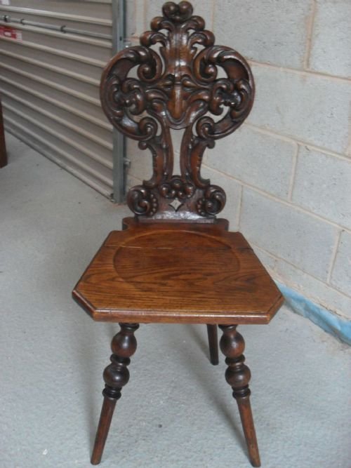 VICTORIAN OAK CARVED FRET BACK OCCASIONAL CHAIR