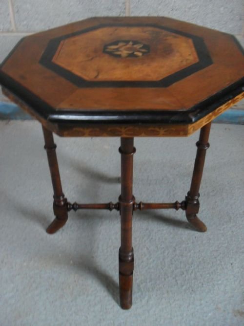 Victorian Walnut Floral Octagonal Table