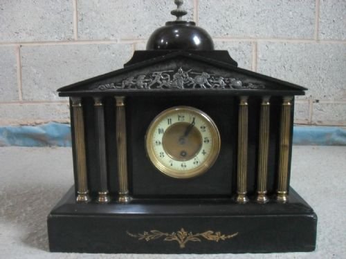 Edwardian Heavy Slate Mantel Clock