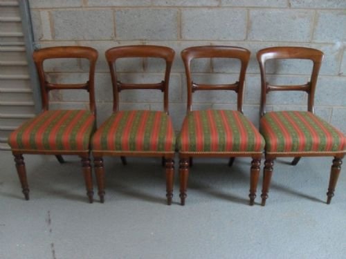 Superb Set of Four Victorian Mahogany Double Bar Back Dining Chairs