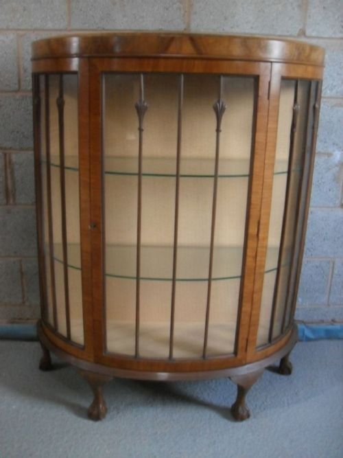 Walnut Demi Lune Bow Display Cabinet