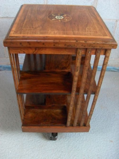 Victorian Rosewood and Inlaid Revolving Bookcase