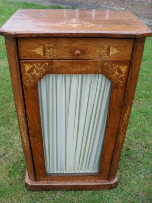 Victorian Walnut and Inlaid Glazed Side Cabinet