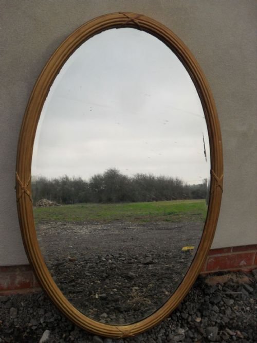 Regency Gilt on Wood Bevel Edge Oval Mirror