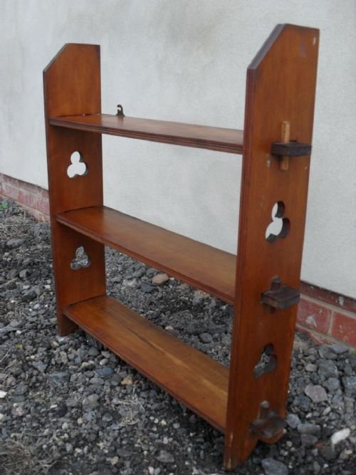 Edwardian Arts and Crafts Mahogany Pierced Side Open Bookcase/shelves