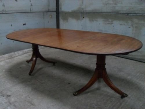 Mahogany Regency Style 3 Part D End Twin Pedestal Dining Table