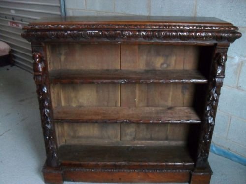 Victorian Carved Oak Adjustable Open Bookcase