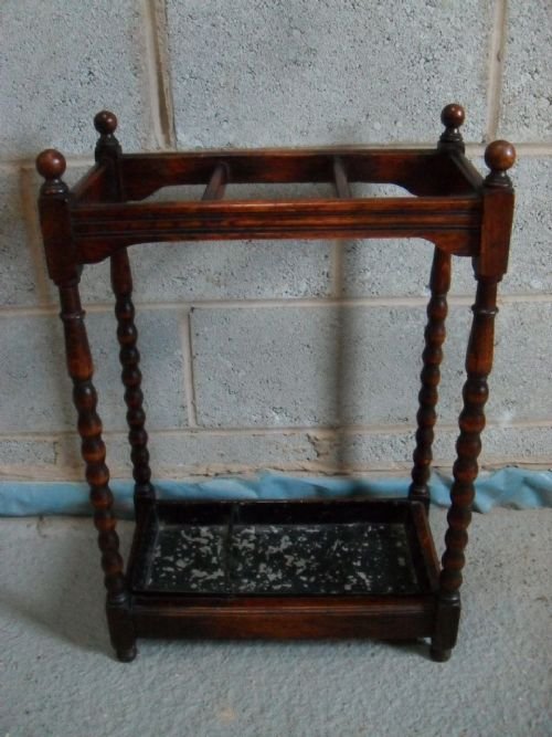 Victorian Oak Bobbin Turned Stick/umbrella Stand