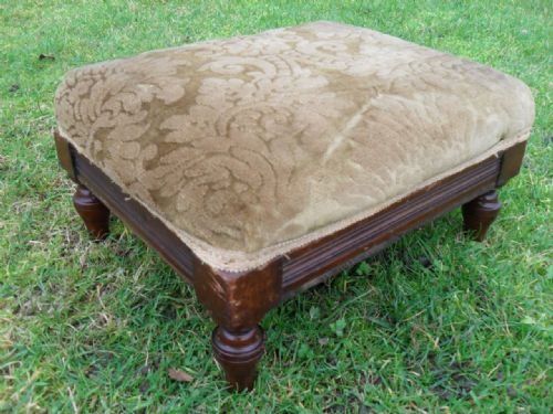 Edwardian Oak Upholstered Footstool