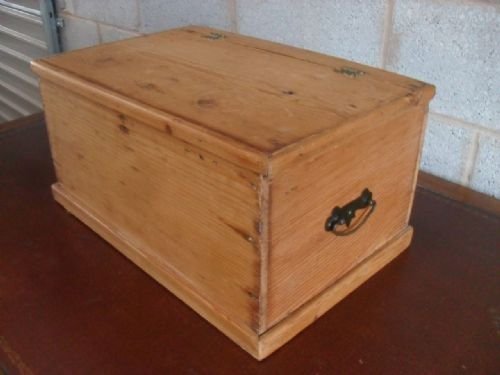 Victorian Pitch Pine Chest/box with Brass Hinges and Handles